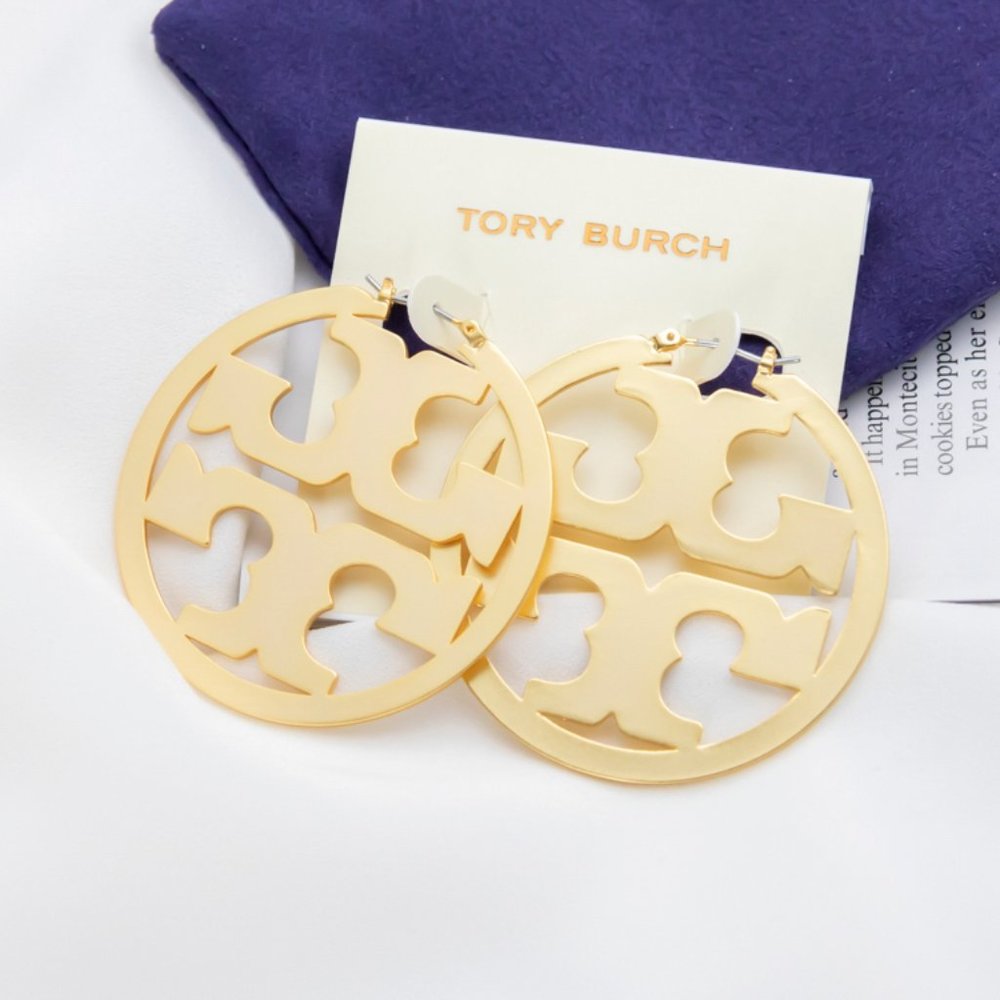 TORY BURCH Gold Miller hoop Statement earrings